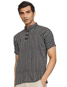 Kurta indien court en coton fait main pour les festivals et les tenues décontractées, Shalwar Kameez pour hommes, traditionnel, séchage rapide, matériaux recyclés - Product Image 5