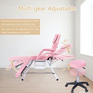Table de massage hydraulique multifonctionnelle pour esthéticiennes, lit facial 3 sections, chaise de tatouage, deux plateaux, réglable - Product Image 2