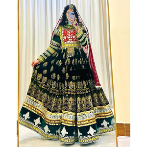 Fashionable Women's Afghani Kuchi Embroidered Velvet Lace Natural Button <b>Maxi</b> Gown Traditional Wedding Party Casual <b>Dresses</b> - Product Image 5
