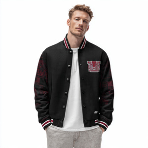 Winter Street Varsity <b>Jacket</b> Men Leather Sleeve Chest Embroidery Varsity <b>Jackets</b> Men's Crew Neck Loose Fit Varsity <b>Jacket</b> Top - Product Image 4