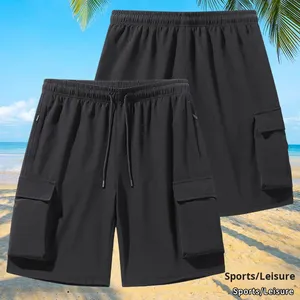 Mens Twill Casual Cotton <b>Cargo</b> Shorts Drawstring Elastic Waist 6 Pockets Classic <b>Work</b> Shorts for Men - Product Image 2