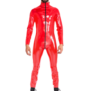 Traje Zentai de PVC Rojo Brillante, Traje Ajustado de Cuerpo Entero, Disfraz de Manga Larga para Hombres Adultos - Product Image 1