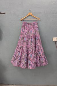 Hand Block Print Indian Cotton <b>Skirt</b> Floral Sustainable Versatile Casual Style for Summer Winter Spring Party Occasions - Product Image 3