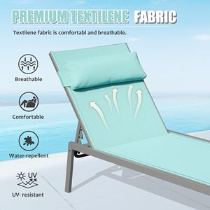 Set di 3 Chaise Longue in Alluminio per Patio con Tavolino Laterale, Lettini Reclinabili Regolabili per Esterni, Resistenti alle Intemperie, per Bordo Piscina - Product Image 2