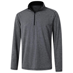 Camiseta de Hombre de Alta Calidad con Media Cremallera, Color Gris, Corte Regular, Tejido de Poliéster Ecológico, Estilo Urbano, Camiseta 3/4 para Hombre Adulto - Product Image 1