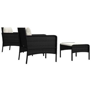 Set Lounge da Giardino Compatto in Rattan PE Bianco e Nero con Metallo, Prodotto di Qualità Premium - Product Image 5