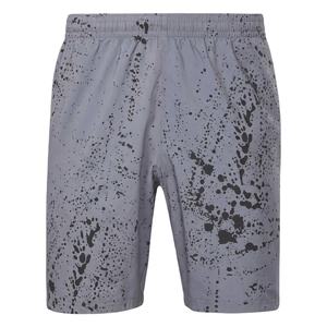 Pantalones Cortos Casuales de Hombre para Calle, 100% Poliéster Transpirable, Cintura Elástica Media, Estampado de Salpicaduras de Pintura Gris, Pantalones Cortos de Verano - Product Image 1