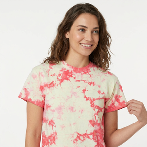 Camiseta de Manga Corta para Hombre, Tie-Dye, Corte Regular, Cuello Redondo, Diseño Casual de Punto de Algodón, Patrón Rojo y Blanco - Product Image 2