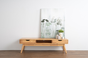 Ready-Stock Modern 1.5m TV Console with 2 Storage <b>Drawers</b> in Natural Finish for <b>Small</b> Apartment and Residential Project - Product Image 6
