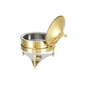 Plat à chafing rond en argent poli avec finition en spirale traditionnelle et repose-couvercle intégré pour la restauration professionnelle et les événements - Product Image 4