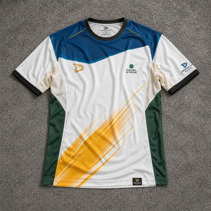 Maillot de padel de luxe pour équipe, à faible MOQ, OEM, séchage rapide, en jersey de polyester recyclé avec panneaux latéraux micro-perforés - Product Image 1