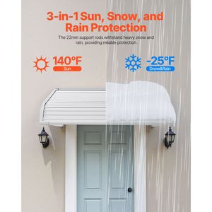 Tenda da Sole per Finestre e Porte in Alluminio Leggero e Resistente 40 x 42 Pollici, Tettoia Esterna Stabile per Pioggia, Neve e Sole, Proiezione Massima 5m - Product Image 2