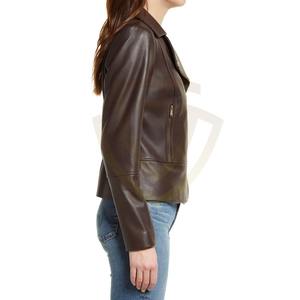 แจ็คเก็ตหนังแท้สำหรับผู้หญิงขายดีอันดับต้นๆ สำหรับฤดูหนาว มีจำหน่ายในปริมาณมากแบบกำหนดเองได้ แจ็คเก็ตหนังผู้หญิงแบบสั่งทำ - Product Image 3