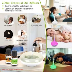 Diffuseur d'huiles essentielles ultrasonique à brume froide de 200 ml avec 7 lumières LED colorées, sans eau, automatique, pour le bureau, la maison ou la chambre - Product Image 6