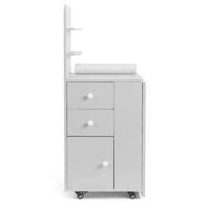 Tavolo da Manicure in MDF Bianco con 2 Cassetti, Anta e Ripiano Portaoggetti - Scrivania per Unghie Pieghevole - Product Image 6