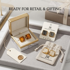 Pendientes de Resina Vintage JR, Geométricos Cuadrados, Chapados en Oro, Acero Inoxidable, Regalo para Mujer, para Boutiques - Product Image 6