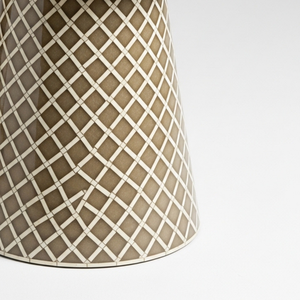 Mesa Auxiliar de Diseño Industrial con Incrustaciones de Hueso Marrón, Taburete de Pedestal con Patrón de Rejilla Hecho a Mano para Dormitorio, Escuela, Entrada - Product Image 4