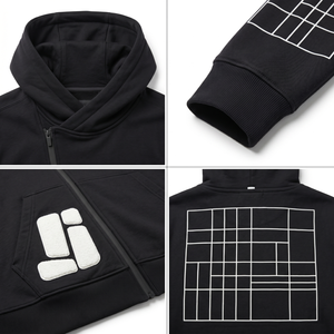 เสื้อฮู้ดดี้ผ้าฝ้ายฟลีซ 280GSM สำหรับผู้ชาย ซิปแบบอสมมาตร สีพื้น สไตล์ล้ำสมัย แฟชั่นแนวสตรีทระดับพรีเมียม รับผลิตแบบ OEM ODM - Product Image 4