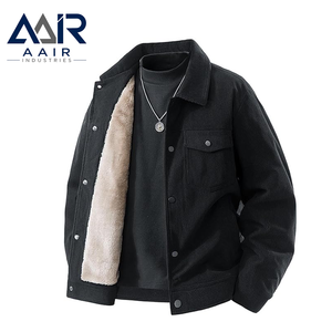 Veste chauffante vintage en velours côtelé noir pour homme AAIR Industries, col rabattu, boutonnée, décontractée, automne - Product Image 2