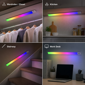 Rechargeable RGB <b>LED</b> Wall Lamp Cabinet Lamp Magnetic Mount <b>Motion</b> <b>Sensor</b> Color Changing Night <b>Light</b> for Bedroom CabinetStaircase - Product Image 6