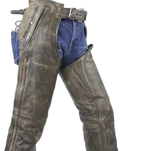 Chaps en cuir pour hommes et femmes – Chaps de motard western en cuir de vachette pleine fleur de qualité supérieure, faits à la main - Product Image 1