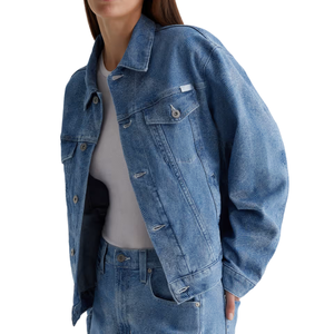 Chaqueta Trucker Clásica de Mezclilla para Mujer, Spandex/Algodón 180g, Lavada, Estilo Otoño Invierno Verano, Suministro al por Mayor OEM/ODM - Product Image 5