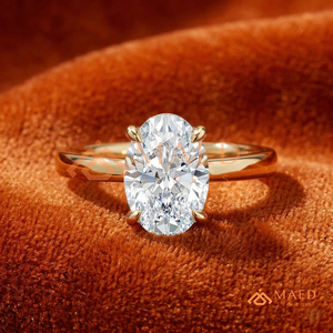 Anillo Solitario Clásico con Diamante de Laboratorio de Corte Ovalado, Anillo de Aniversario Chapado en Oro Amarillo de 14K en Oro Amarillo de 18K - Product Image 1