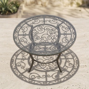<b>Garden</b> Table Glass Top Iron Frame Traditional Design Rust-Resistant Weather-Resistant Eco-Friendly 4-Seater Outdoor Furniture - Product Image 5