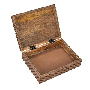 Wooden Storage Boxes Rectangular Carved Minimalist Design Stackable <b>Double</b> Tier for Living Room Neatening Decorative Box - Product Image 4