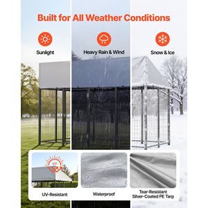 Grande Recinto per Cani da Esterno 2,4 x 1,2 x 1,6 m, Resistente ai Raggi UV, Impermeabile con Chiusura Sicura per Gatti XL - Product Image 3