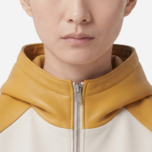 Veste sans manches en cuir pour femme, gilet à capuche en cuir pour femme avec poches latérales, veste sans manches en cuir zippée pour femme - Product Image 4