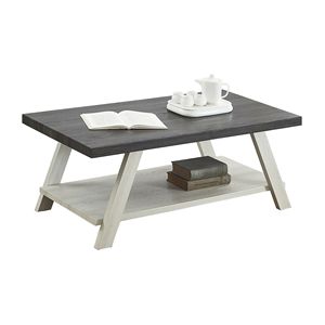 Mesa de centro de madera de dos tonos Athens Contemporary, color carbón desgastado y beige, estilo moderno - Product Image 4