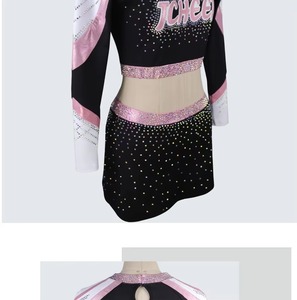 Conjunto de Uniforme de Porristas Estilo Americano, Rojo y Blanco, para Adultos, con Pompones, para Competencia, para Niñas y Adultas, con Logotipo OEM, Ropa para Equipo de Baile - Product Image 3