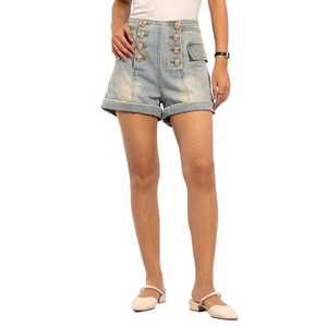 Pantalones Cortos de Mezclilla Holgados y Estilizantes de Cintura Alta para Mujer, Estilo Europeo y Americano, Tendencia 2026 - Product Image 1