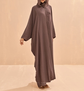 Luxurious Women Kaftan Abaya Dress Handmade Turkish Floor Length Long Sleeve Soft Breathable Polyester Floral Loose Fit - Product Image 4