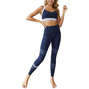 Combinaison de yoga côtelée anti-transpiration |   Ensemble de fitness compressif pour femmes |   Vêtements de sport extensibles dans 4 directions, ensemble de survêtement 2 pièces - Product Image 5
