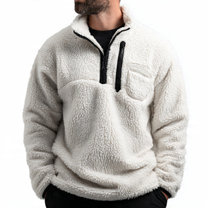 Chaquetas Sherpa para hombre, cuello alto, media cremallera, chaqueta polar Sherpa, chaqueta de invierno cálida y cortavientos para hombre, chaquetas de forro polar Sherpa para hombre - Product Image 1