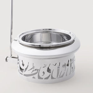 Plat à chafing de luxe en argent avec motif ajouré arabe et poignée suspendue pour buffet et traiteur - Product Image 6