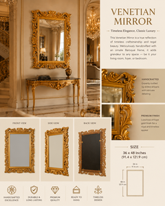 Venetian Victorian <b>Rectangle</b> Wood Square Long Full <b>Wall</b> <b>Mirror</b> Etched Floral Beveled Frame Antique Silver Full Length Decorative - Product Image 3