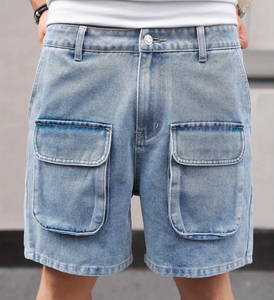 Custom Denim <b>Jean</b> Shorts for <b>Men</b> Hot Summer Mid Waist Cotton Lightweight Athletic <b>Drawstring</b> Waist <b>Men's</b> Shorts - Product Image 1