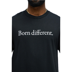 Camiseta de Manga Corta para Hombre Born Different, Cuello Redondo, Algodón Jersey, Negra, Corte Regular, Diseño Casual con Letras Estampadas en la Parte Delantera - Product Image 4