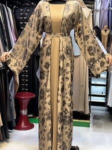 Wholesale Umbrella Abaya Stone Work Handmade Sequined Arabic Dubai Style Full Flare Nida Fabric Evening Party Dress - Product Image 3
