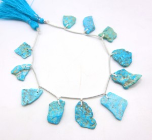 11 pièces de perles brutes lisses en turquoise naturelle d'Arizona, perles à facettes, pour la fabrication de bijoux - Product Image 2