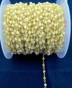 Cadena de Rosario con Cuentas Facetadas de Circonia Cúbica Amarilla de 3mm - Product Image 3