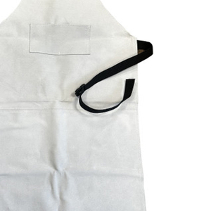 <b>White</b> Cotton Bib <b>Apron</b> With Adjustable Waist And One Pocket For Cooking Daily Use - Product Image 5