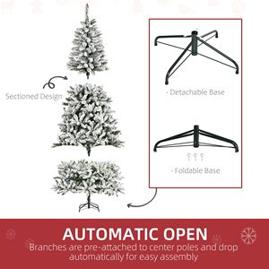 Sapin de Noël artificiel vert non éclairé de 7,5 pieds de haut, en pin floqué avec des branches réalistes - Product Image 5