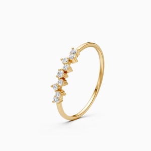 Anillo delicado con barra de diamantes dobles de 0.112 ct cultivados en laboratorio en oro amarillo, blanco y rosa de 9 quilates. - Product Image 1