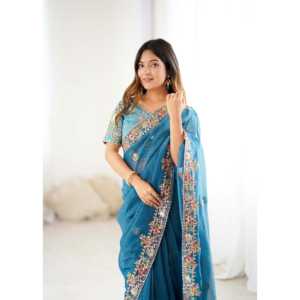 Hermoso Sari bordado para fiestas para vestir profesionalmente - Product Image 2