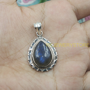 Pendentif en labradorite naturelle en forme de larme, argent sterling 925, fait main, vintage, bohème, bijoux en pierres précieuses, cadeau pour femmes, unisexe, hommes, sœur - Product Image 4