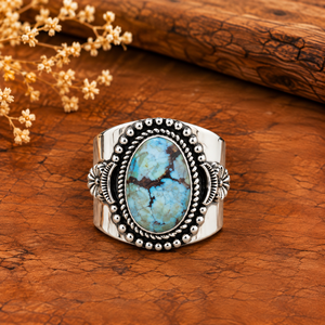 Bague Statement Turquoise Golden Hill Style Western Bohème Fait Main avec Grandes Pierres Précieuses Réglable Tendance - Product Image 1